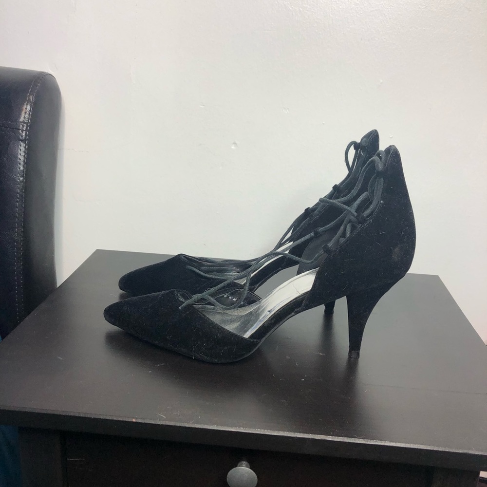 Strappy Suede Kitten heels